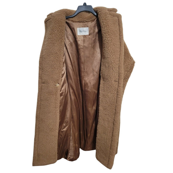 Max Mara Teddy Icon Women Coat Camel Wool Silk Size S - Picture 3 of 10